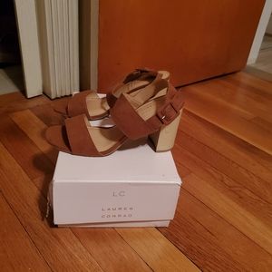 Lc lauren conrad brown suede sandal heels